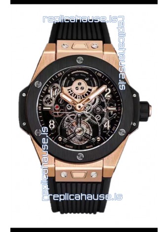 Hublot Big Bang Tourbillon Rose Gold Casing Ceramic Bezel Watch in 45MM 1:1 Mirror Replica