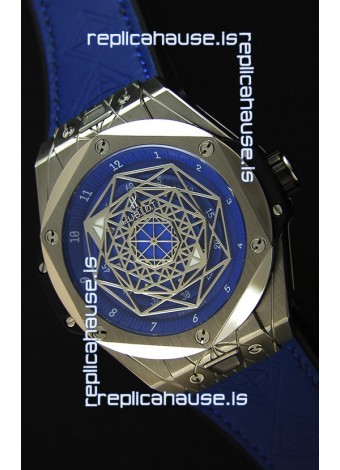 Hublot Big Bang Sang Bleu 45MM Stainless Steel Blue Dial Swiss Replica Watch 