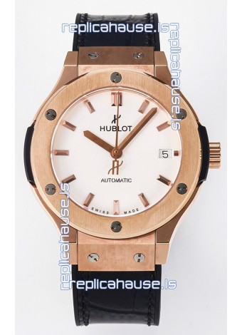 Hublot Super Clone Classic Fusion Rose Gold 38MM 1:1 Mirror Replica Watch White Dial