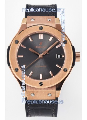 Hublot Super Clone Classic Fusion Rose Gold 38MM 1:1 Mirror Replica Watch Grey Dial