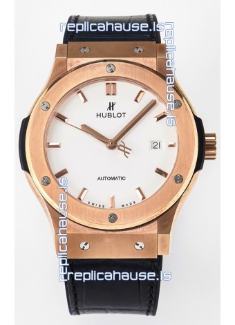 Hublot Super Clone Classic Fusion Rose Gold 42MM 1:1 Mirror Replica Watch White Dial