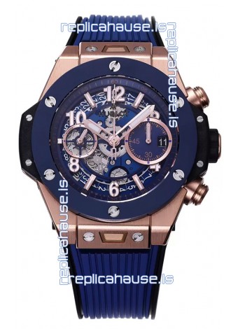 Hublot Big Bang Unico Blue Rose Gold Casing 1:1 Mirror Edition Swiss Replica Watch