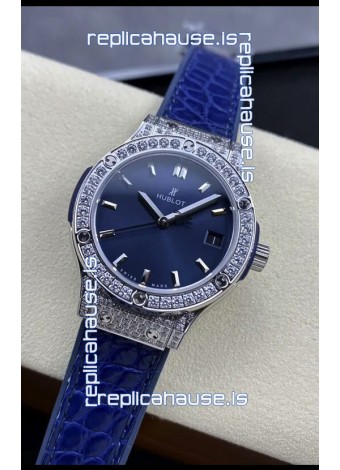 Hublot Classic Fusion Stainless Steel 33MM Blue Dial Swiss Quartz Movement Watch 1:1 Mirror Quality