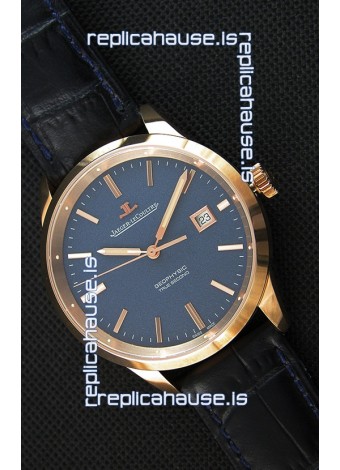 Jaeger LeCoultre Geophysic True Second Pink Gold Swiss Replica Watch Blue Dial 