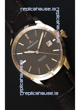 Jaeger LeCoultre Geophysic True Second Pink Gold Swiss Replica Watch Brown Dial 