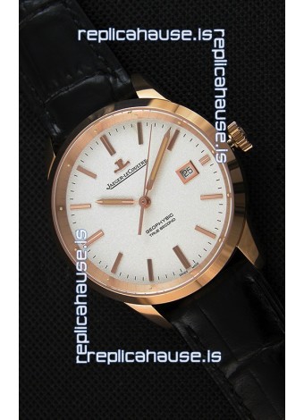 Jaeger LeCoultre Geophysic True Second Pink Gold Swiss Replica Watch White Dial 