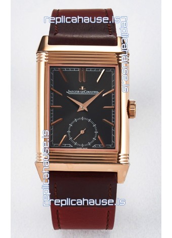Jaeger-LeCoultre Reverso Super Clone DuoFace Green/White Rose Gold Replica Watch 
