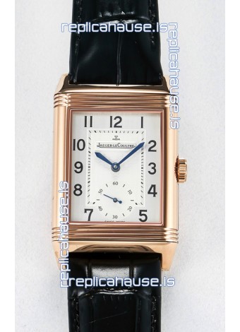 Jaeger-LeCoultre Reverso Super Clone DuoFace Black/White Rose Gold Replica Watch 