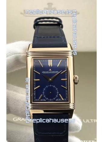 Jaeger-LeCoultre Reverso DuoFace Rose Gold Casing Watch Blue Dial in Swiss Automatic Movement