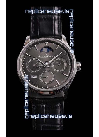 Jaeger LeCoultre Master Ultra Thin Perpetual Swiss Replica Watch in Grey Dial 
