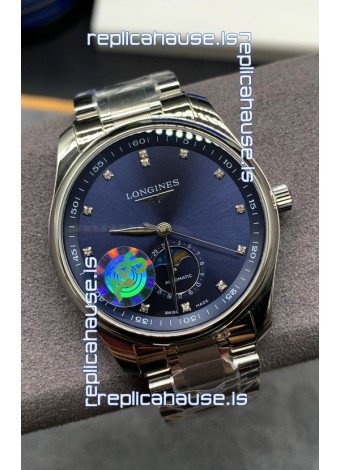 Longines Master Collection Automatic Moonphase Blue Dial Swiss Replica Watch Steel Strap
