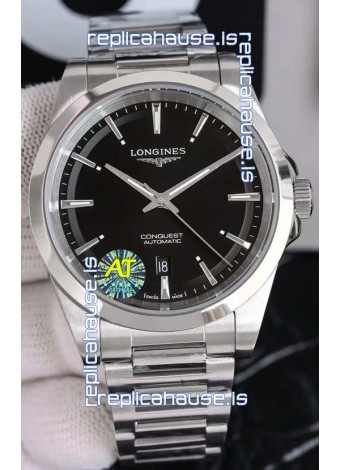 Longines Conquest Automatic Black Dial Automatic Watch in Steel Casing