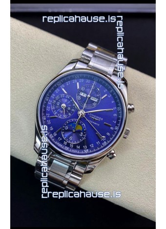 Longines Master Collection REF L2.673.4.92.6 Swiss Replica Watch in Blue Dial Steel Strap