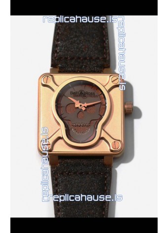 Bell & Ross BR0192 Skull Edition Bronze Casing GREY Skull on Brown Layer Swiss Replica Watch 