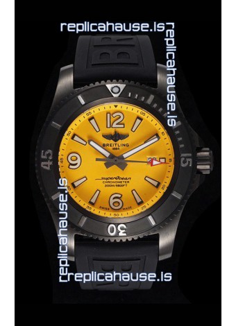 Breitling Superocean Automatic 46 Black Steel - Yellow Dial in DLC Coated Casing 