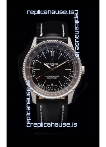 Breitling Navitimer 1 Automatic Swiss Replica Watch in Black Dial - Leather Strap