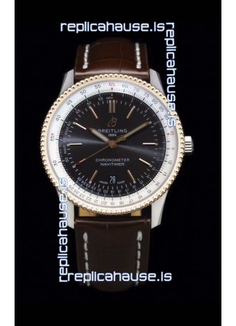 Breitling Navitimer 1 Automatic Swiss Replica Watch in Brown Dial Rose Gold Bezel