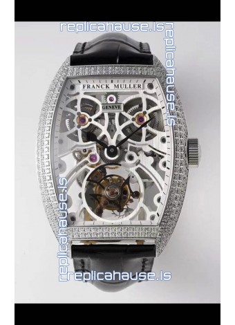 Franck Muller Fast Tourbillon Edition 1:1 Mirror Swiss Replica Watch in Diamonds Casing 