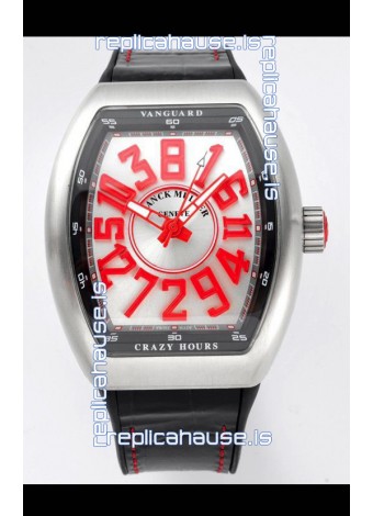 Franck Muller Vanguard Crazy Hours in Stainless Steel - White Dial Swiss Replica Watch 