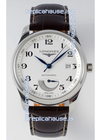 Longines Master Collection Automatic Power Reserve White Dial Swiss Replica Watch Leather Strap