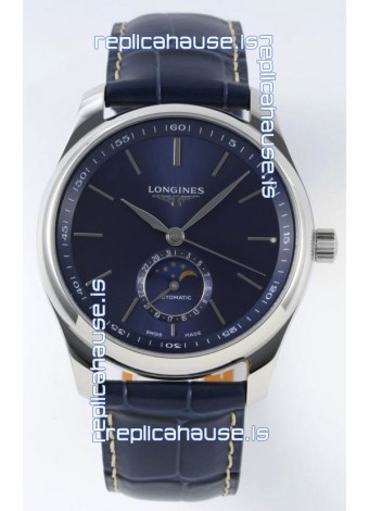 Longines Master Collection Automatic Moonphase Blue Dial Swiss Replica Watch Leather Strap