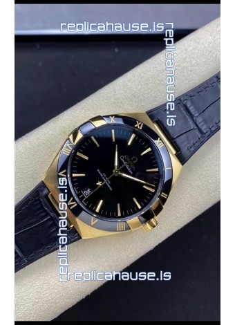 Omega Co-Axial Constellation 41MM 904L Rose Gold Steel Black Dial 1:1 Mirror Replica Watch