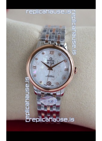 Omega De Ville Edition Swiss Automatic Watch in Two Tone Rose Gold White Dial 