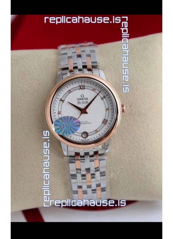 Omega De Ville Edition Swiss Automatic Watch in Two Tone Rose Gold White Dial 