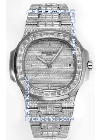 Patek Philippe Nautilus 5711/A Swiss Replica Watch 1:1 Mirror Replica in 904L Steel Diamonds Casing