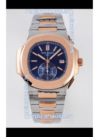 Patek Philippe Nautilus 5980/1AR-001 Two Tone Rose Gold 904L Steel Case in Blue Dial - 1:1 Mirror Replica
