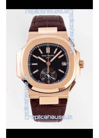 Patek Philippe Nautilus 5980/1R-001 Rose Gold 904L Steel Case in Black Dial - 1:1 Mirror Replica