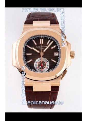Patek Philippe Nautilus 5980/1R-001 Rose Gold 904L Steel Case in Brown Dial - 1:1 Mirror Replica