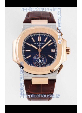 Patek Philippe Nautilus 5980/1R-001 Rose Gold Two Tone 904L Steel Case in Blue Dial - 1:1 Mirror Replica