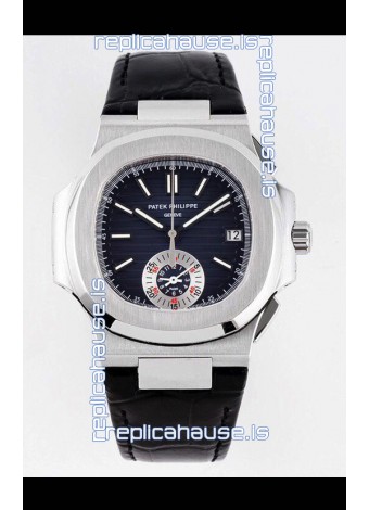 Patek Philippe Nautilus 5980/1A 904L Steel Case in Blue Dial Leather Strap - 1:1 Mirror Replica