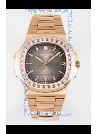 Patek Philippe Nautilus 5711/R Grey Dial 1:1 Mirror Swiss Replica Watch in Rose Gold 904L Steel 