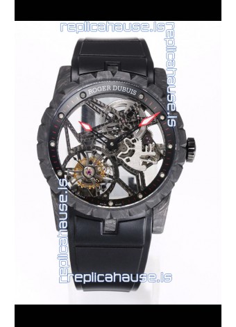 Roger Dubuis Excalibur Spider Flying Tourbillon Skeleton Carbon Casing 42MM 1:1 Mirror Swiss Watch