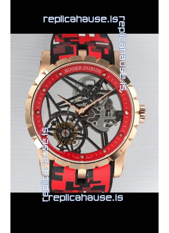 Roger Dubuis Excalibur Spider Flying Tourbillon Skeleton Rose Gold Casing 42MM 1:1 Mirror Swiss Watch
