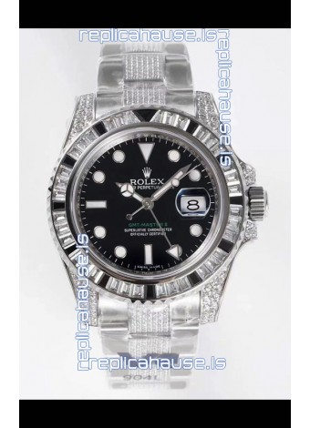 Rolex GMT Masters II Diamonds Swiss watch in 904L Case - 1:1 Mirror Quality