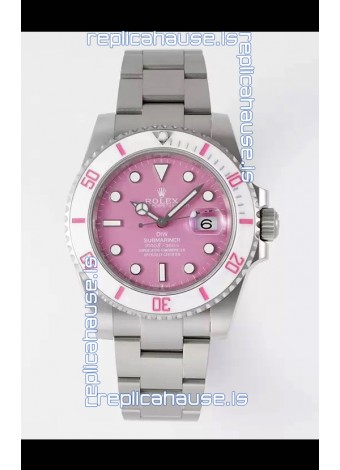 Rolex Submariner DiW Stainless Steel Casing White Ceramic Bezel Pink Dial Edition Watch 