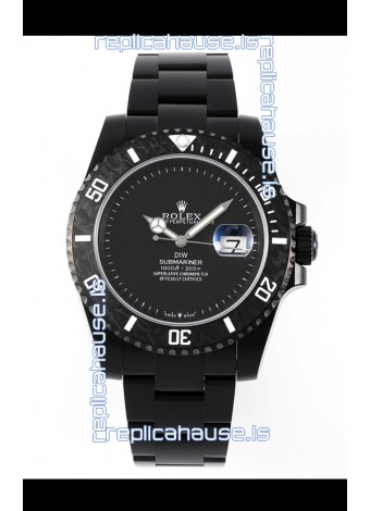 Rolex Submariner DiW DLC Coated Steel Casing Black Ceramic Bezel Edition Watch 