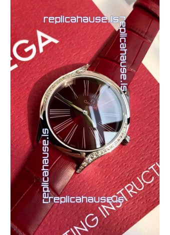 Omega De Ville Tresor Edition Swiss Quartz Watch 36MM Steel Casing Red Dial