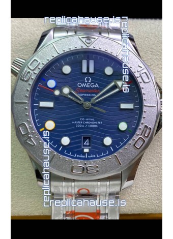 Omega Seamaster 300M Co-Axial Master Chronometer Blue Dial Titanium Bezel - 1:1 Mirror Replica