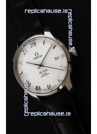 Omega De-Ville Annual Calendar Co-Axial Swiss Replica Watch 1:1 Mirror Edition in White Dial