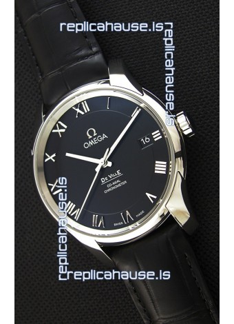 Omega De-Ville Annual Calendar Co-Axial Swiss Replica Watch 1:1 Mirror Edition in Black Dial