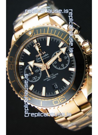 Omega Seamaster Planet Ocean 600M Chronograph 1:1 Mirror Replica Pink Gold Watch 