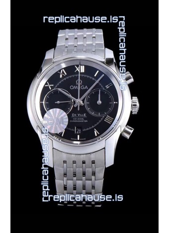 Omega De Ville Chronograph 1:1 Mirror Replica Watch in Black Dial 42MM