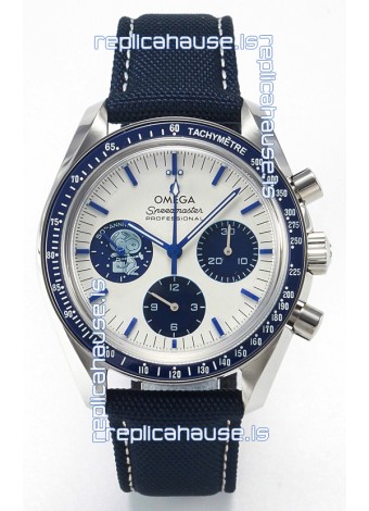 Omega Speedmaster 50th Anniversary Super Clone Snoopy Replica Watch in Nylon Strap 