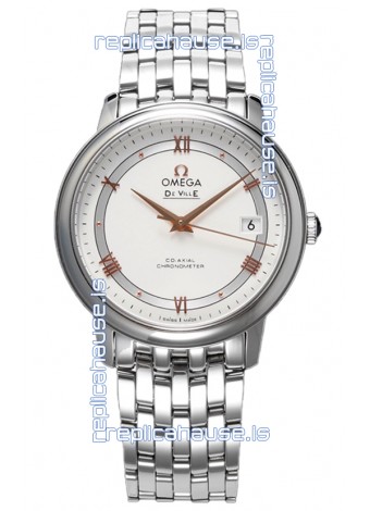 Omega De Ville Co-Axial Chronometer 36.8MM Swiss Replica Watch in White Dial
