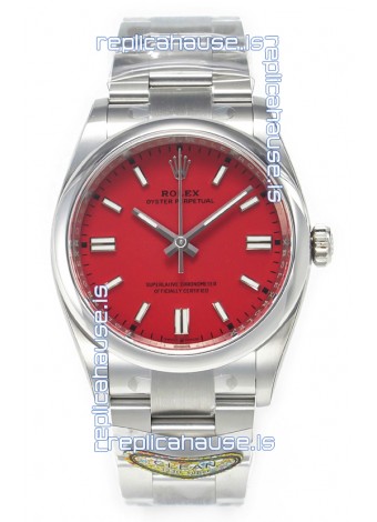 Rolex Oyster Perpetual Super Clone REF#126000 36MM Swiss Movement Swiss Replica Red Dial Swiss Replica