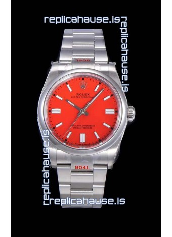 Rolex Oyster Perpetual REF#124300 41MM Cal.3230 Movement Swiss Replica Red Dial 904L Steel 1:1 Mirror Replica Watch
